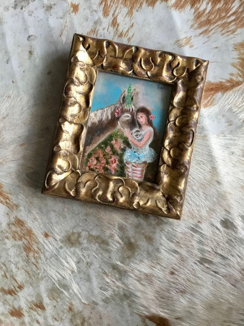 鴨居羊子 ！名作！油絵 『ロバのジョキート』絵画 1977年9月 個展 絵 美術