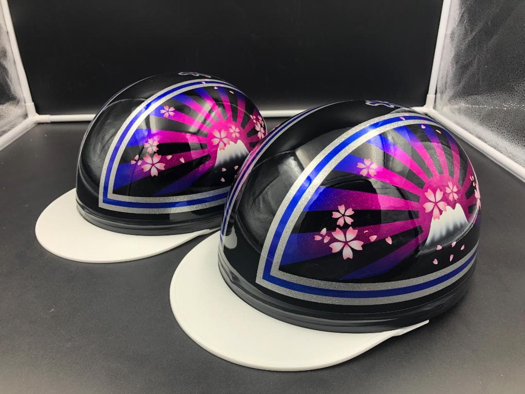 コルク半　カスタム　富士日章　三つボタン　ブラックピンクブルー　ラメ　桜　セット