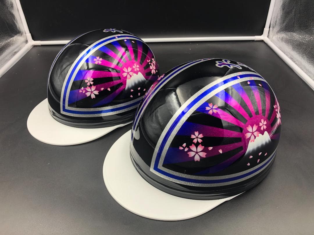 コルク半　カスタム　富士日章　三つボタン　ブラックピンクブルー　ラメ　桜　セット