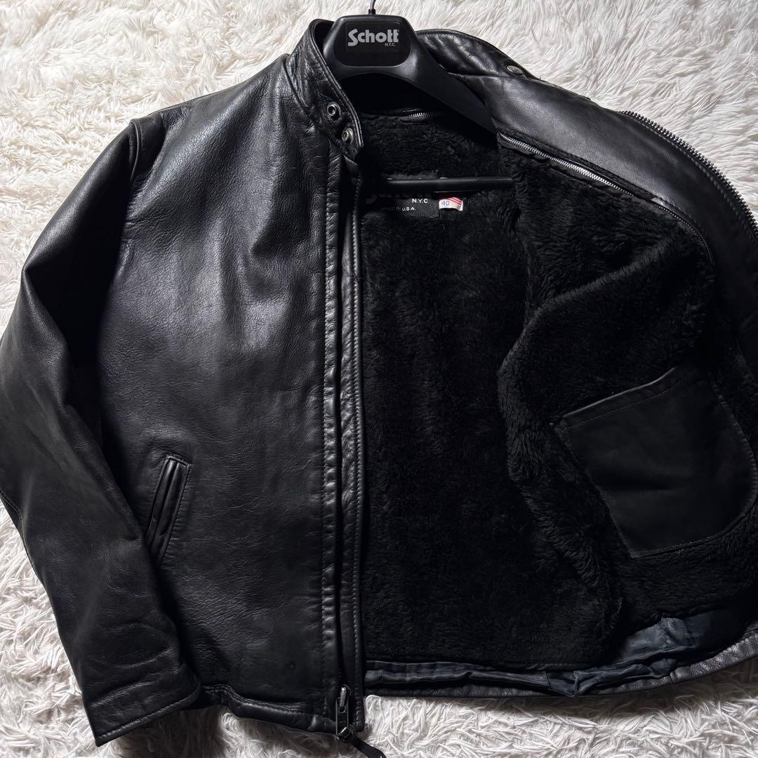 コ*ウ様 【米国製】schott ライダースジャケット　シングル　ブラック　本革