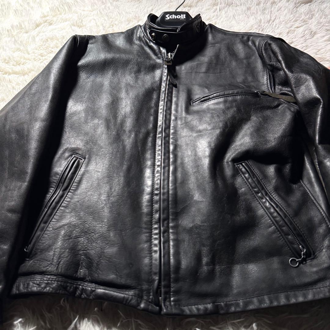 コ*ウ様 【米国製】schott ライダースジャケット　シングル　ブラック　本革