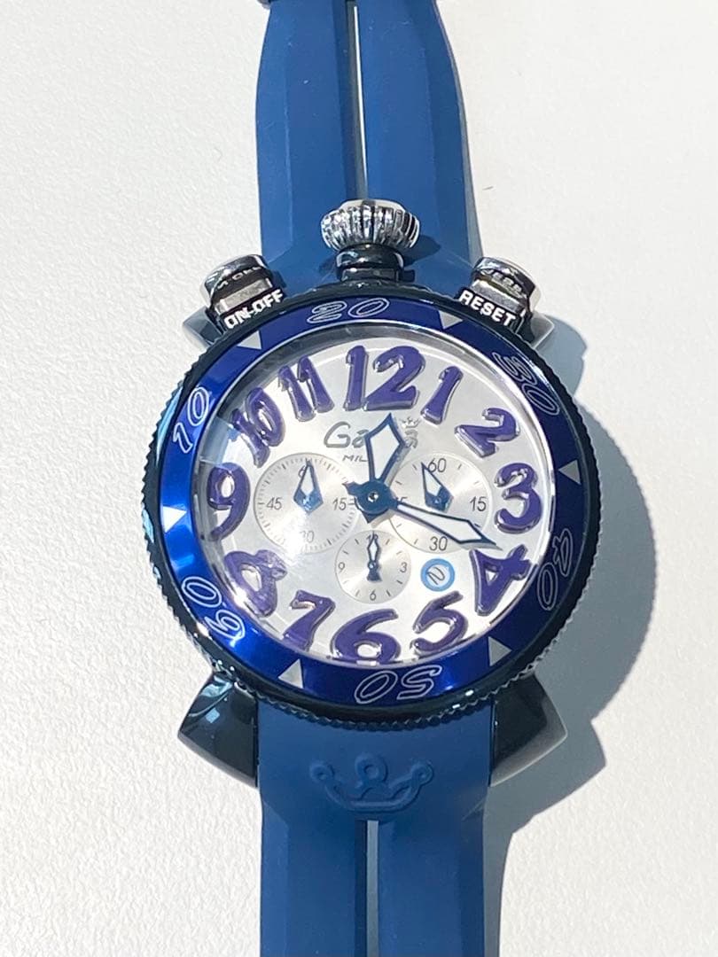 s133 ガガミラノ クロノグラフ クォーツ メンズ時計 ラバーベルト稼働品