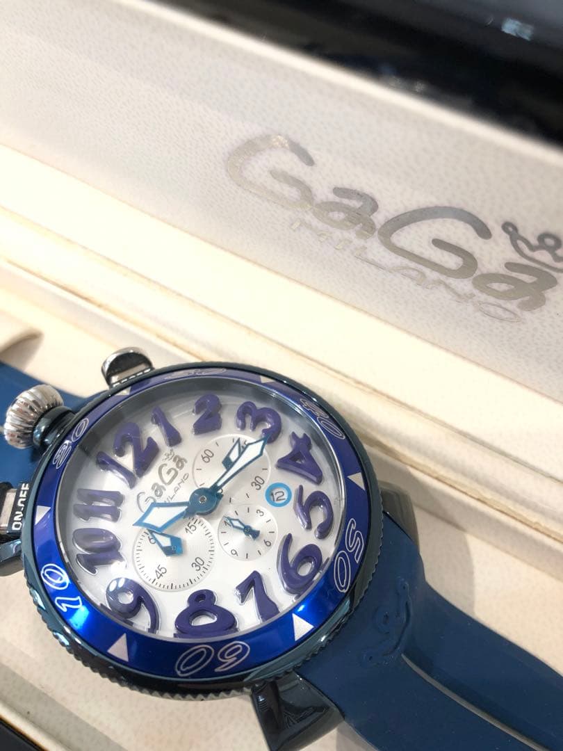 s133 ガガミラノ クロノグラフ クォーツ メンズ時計 ラバーベルト稼働品