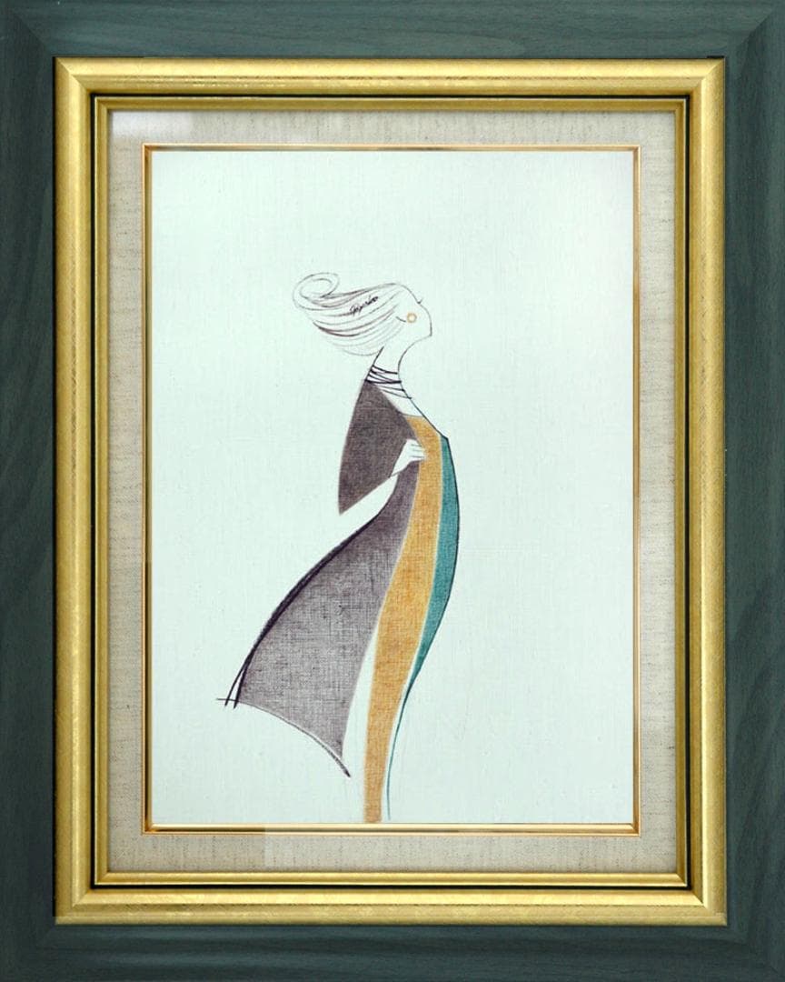 油絵 菅家令子 絵 絵画 インテリア 額付(黒) F4-080814 人物 女性