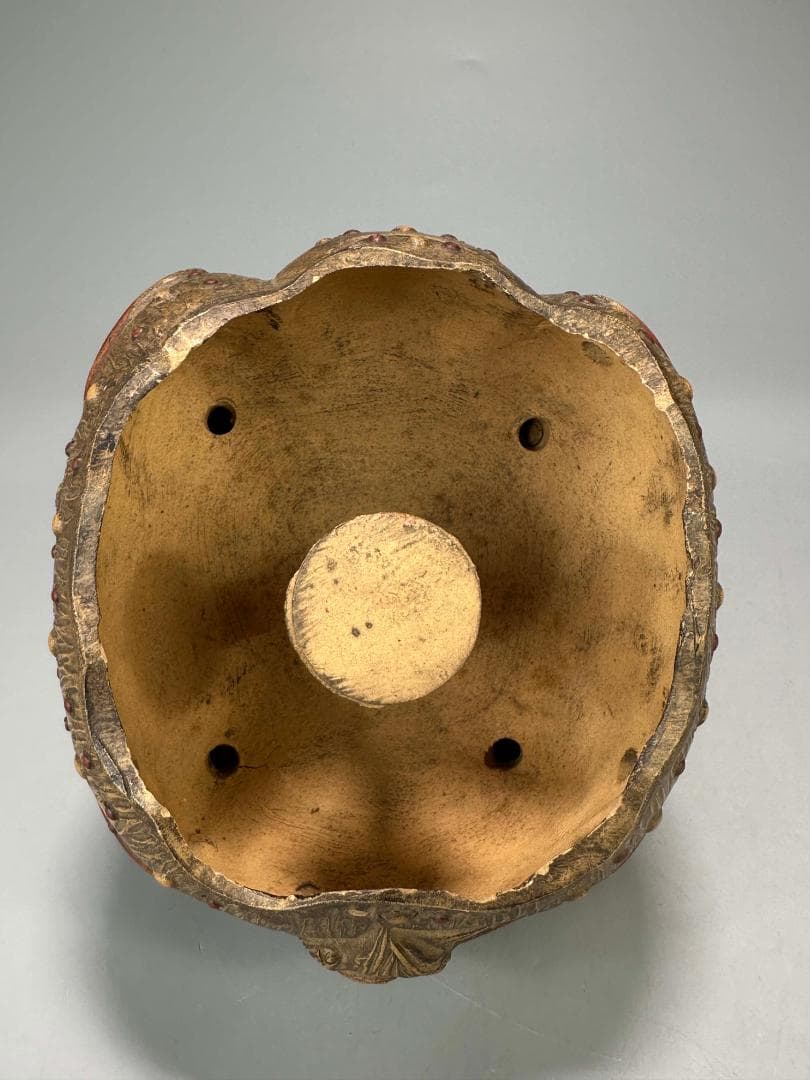 中国美術　中国宜興　紫砂　白泥　加彩紫砂獅子香炉　置物　唐物　古物