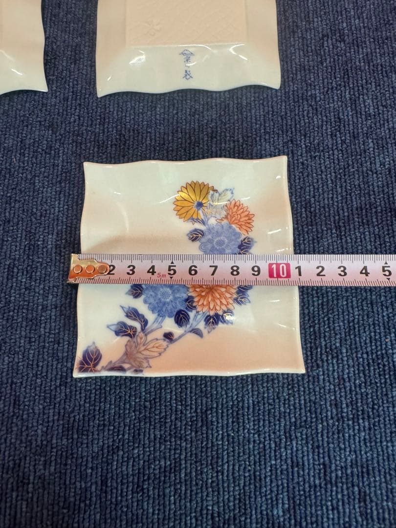 1705 深川製磁　百花菊　銘々皿揃　角皿　5客　未使用
