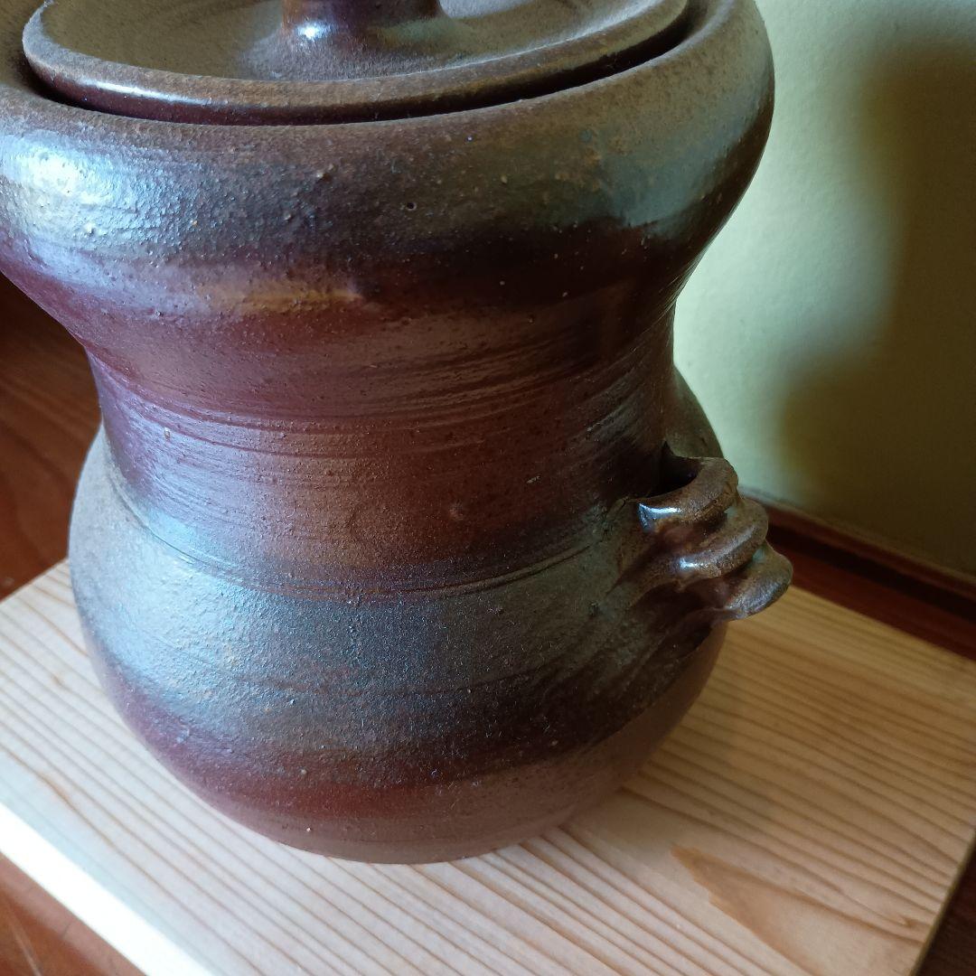 希少 人間国宝 藤原雄 作 備前　耳付水指　共箱　共布　手紙　晩年作