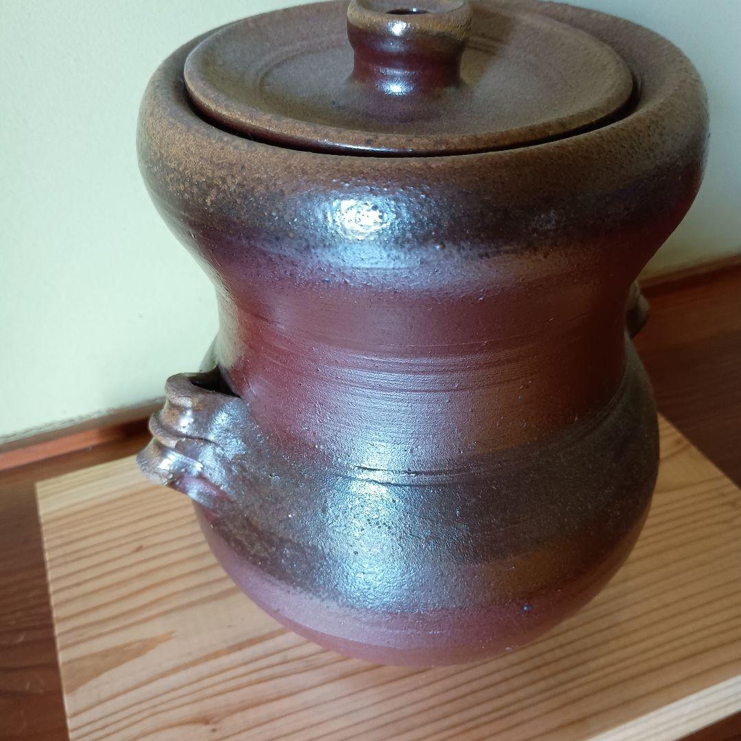 希少 人間国宝 藤原雄 作 備前　耳付水指　共箱　共布　手紙　晩年作