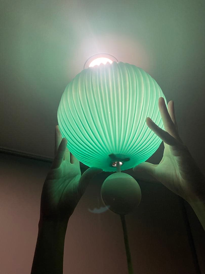 昭和レトロ グリーン ランプシェード 22〜23cm径