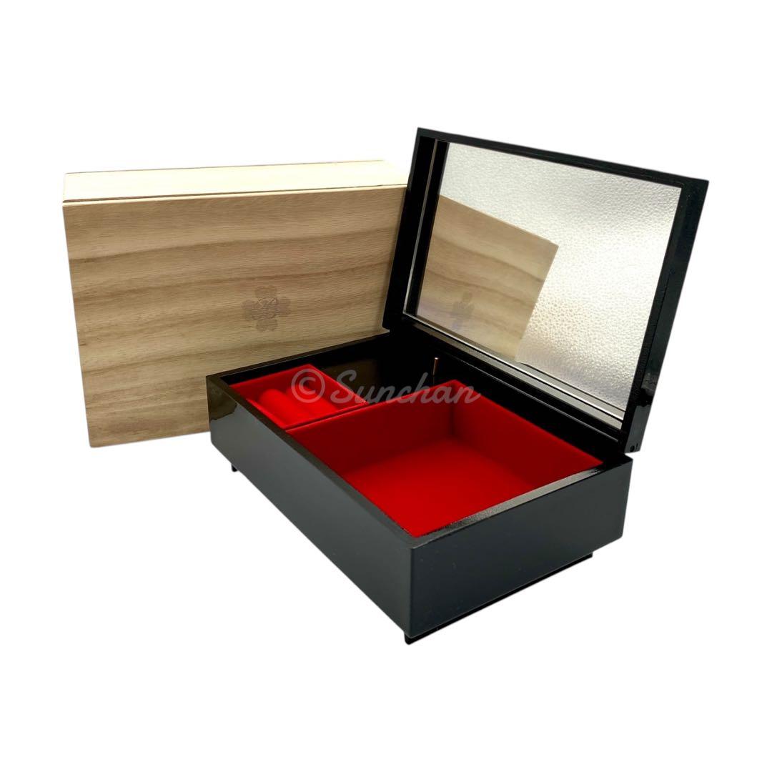 【未使用品】 山中漆器 翔鶴 オルゴール付き宝石箱 共箱付 アンティーク 骨董品