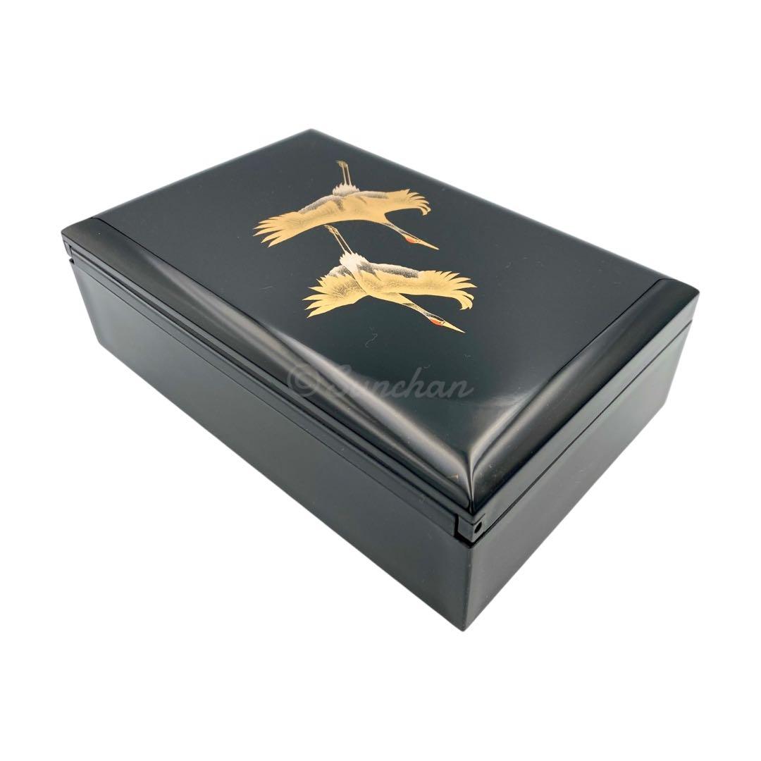 【未使用品】 山中漆器 翔鶴 オルゴール付き宝石箱 共箱付 アンティーク 骨董品