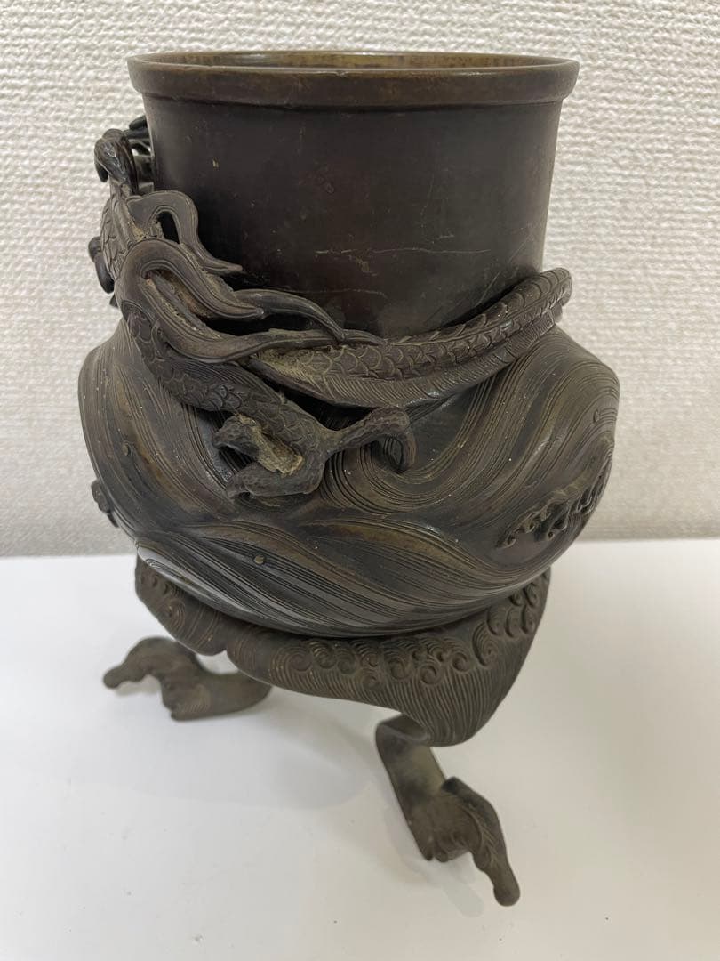 【現状品】花器 薄端 華道 花瓶 龍巻 骨董品 アンティーク 時代物 レトロ