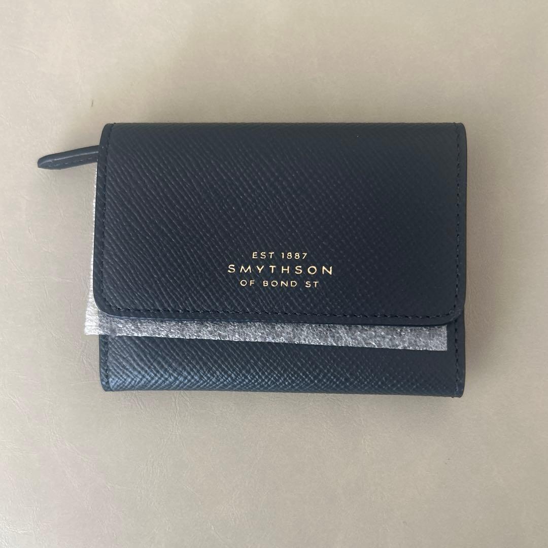 お値引き中！【新品】SMYTHSON レザー 三つ折り財布 コンパクト　ネイビー