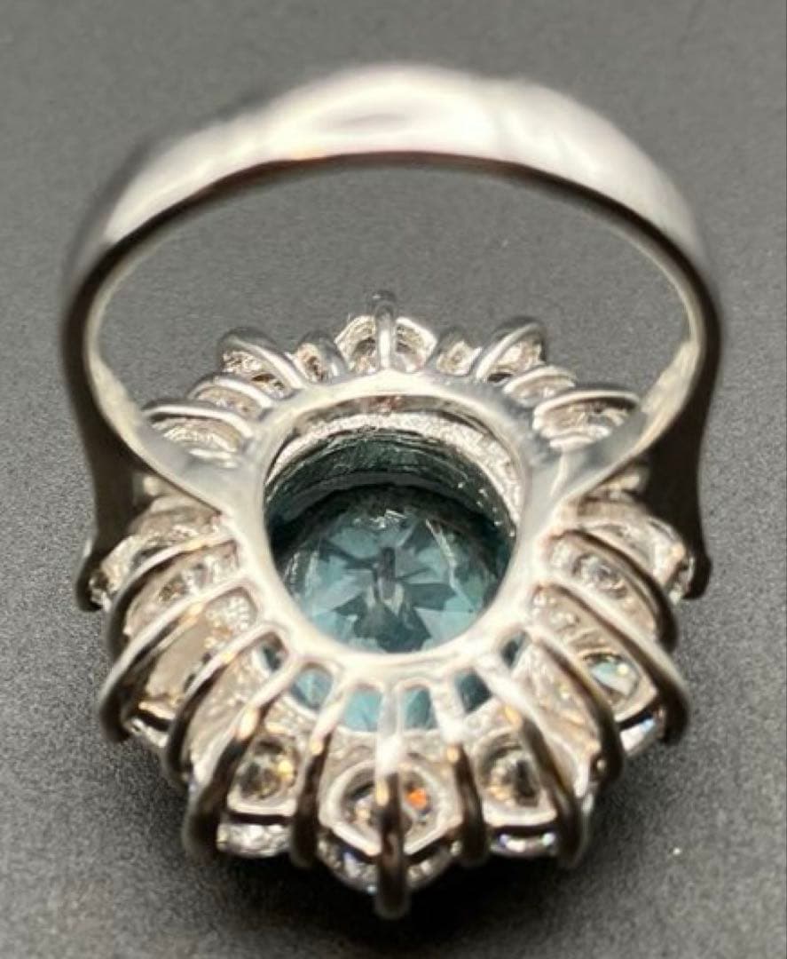 マーフィーブラジル産 天然アクアマ8.1CTホワイトサファイア925指輪