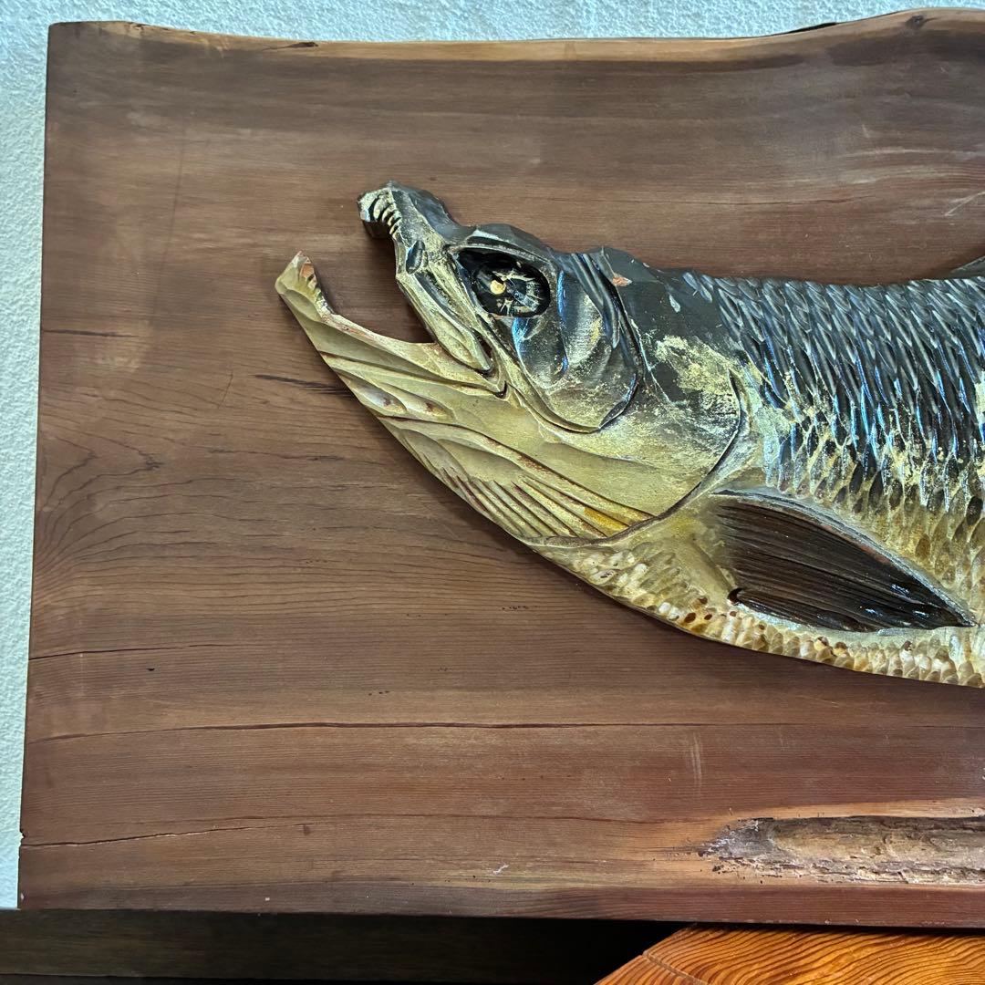 ✴︎ヴィンテージ✴︎一光作　木彫り鮭 民芸品 全長69cm