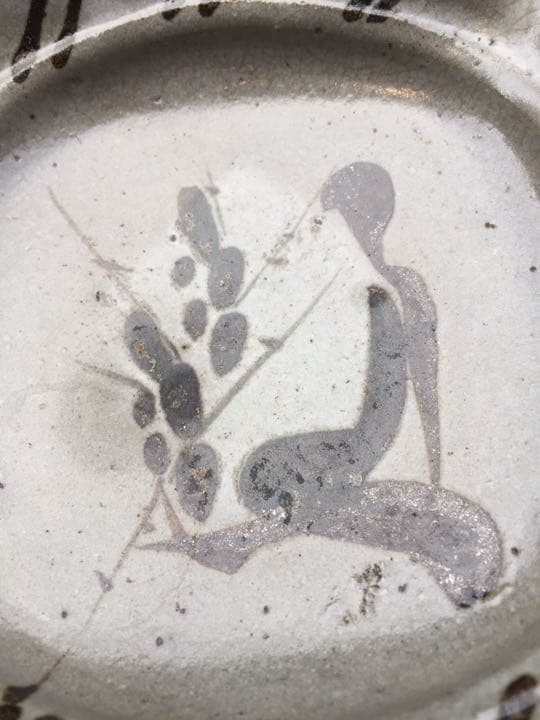 桃山時代 伝世品 古唐津 絵唐津 美人絵 茶碗 茶皿 図柄珍品 木箱付