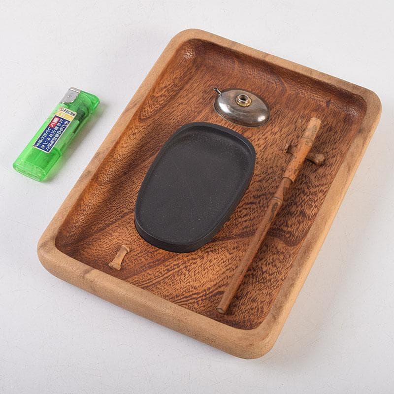 書道具　桐彫抜　螺鈿装飾　硯箱　在銘　硯　水滴　筆　一式　目録付　M　R9185