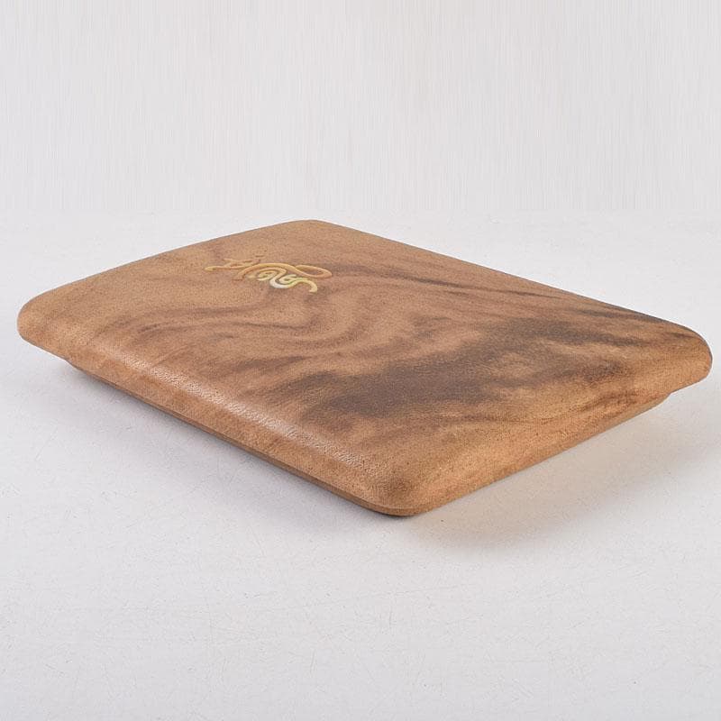 書道具　桐彫抜　螺鈿装飾　硯箱　在銘　硯　水滴　筆　一式　目録付　M　R9185