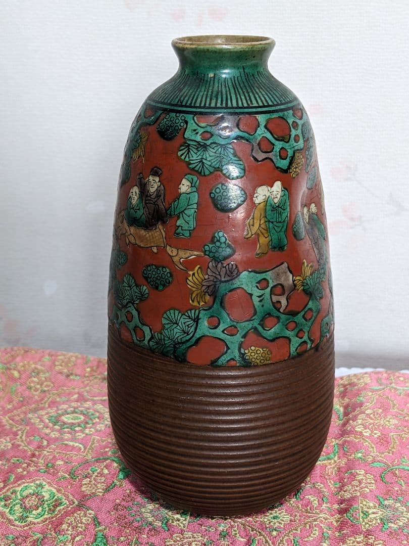 ⭐青木木米 京焼 南画赤絵琴高仙人 徳利 九谷焼 コレクション骨董品アンティーク