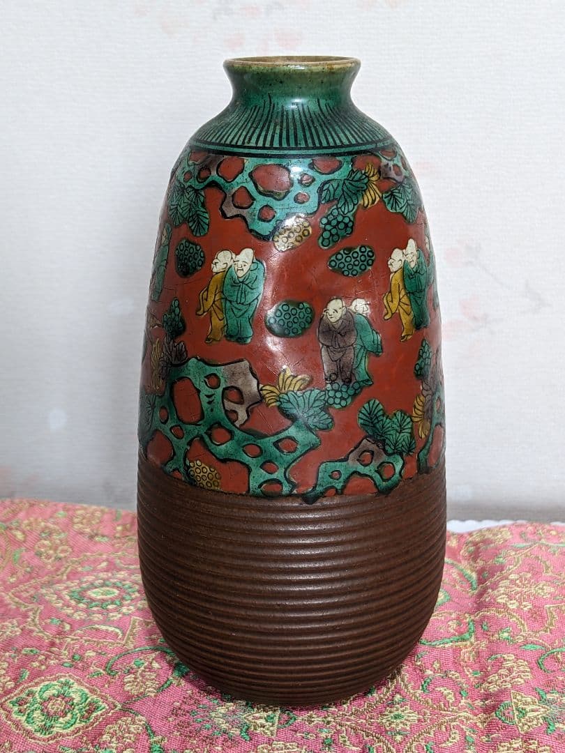 ⭐青木木米 京焼 南画赤絵琴高仙人 徳利 九谷焼 コレクション骨董品アンティーク