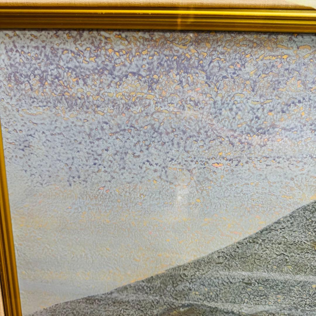 大迫力　特大　真作　中嶌 虎威作「筑波」日本画　風景画 F30号