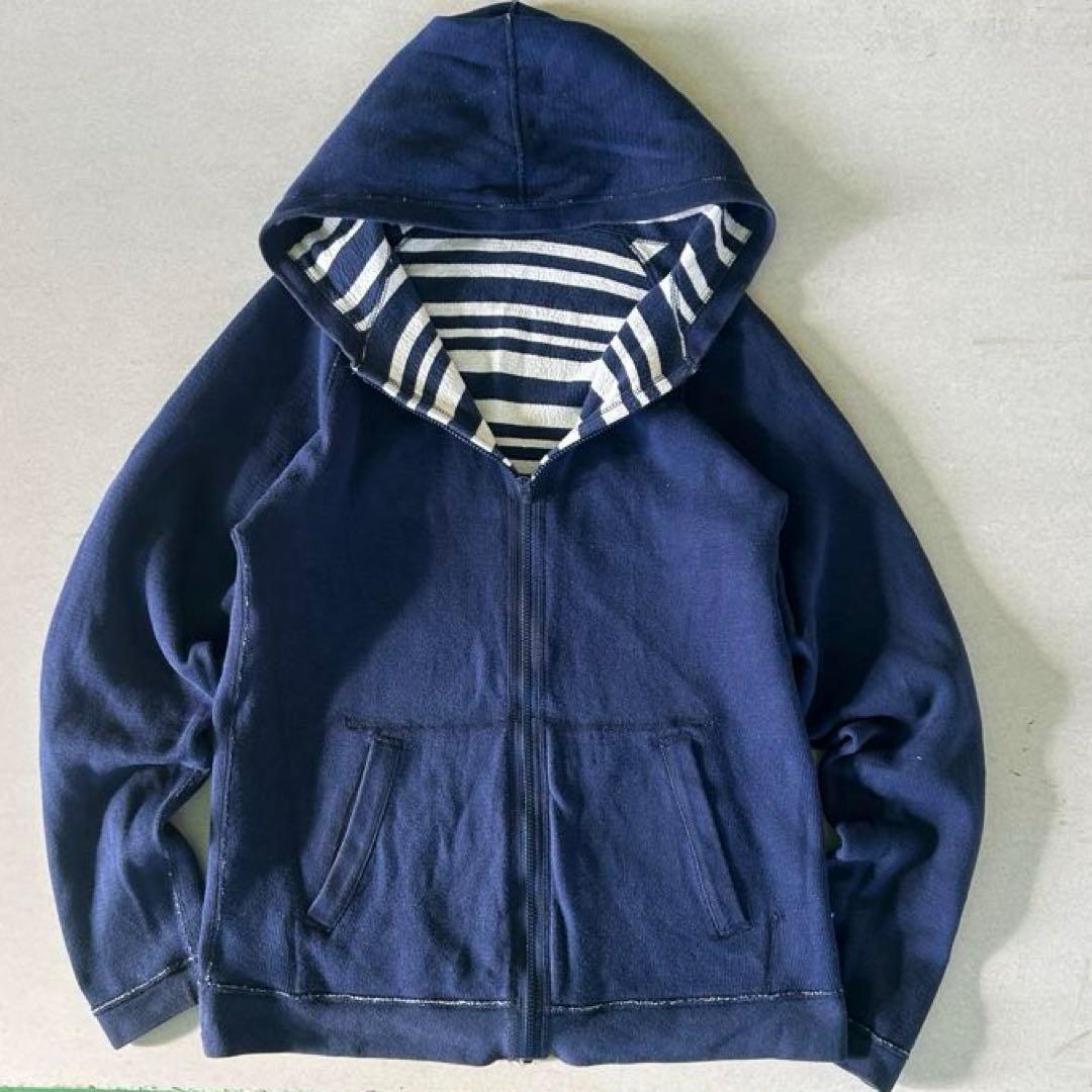 00s GOODENOUGH ジップパーカー　ボーダー　リバーシブル　ネイビー