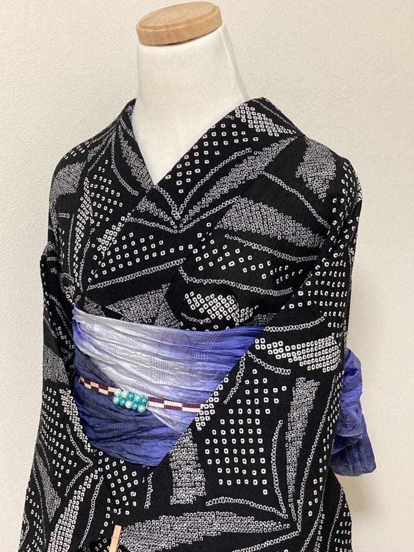 8の日限定セール！　浴衣　有松鳴海絞り　幾何学模様　裄67cm