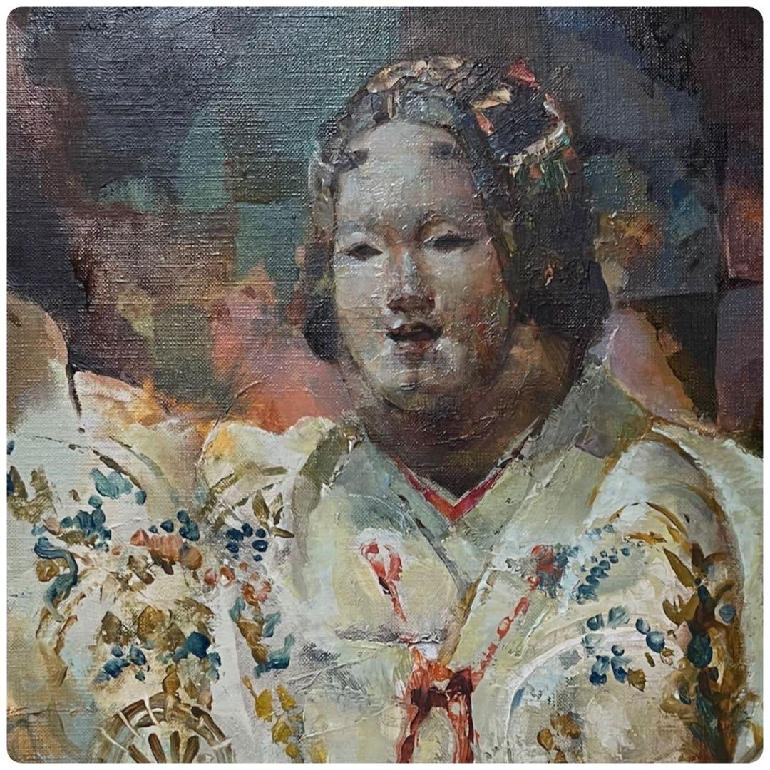 絵画　油彩肉筆画　赤石文雄『能』1979年作　保証書付き
