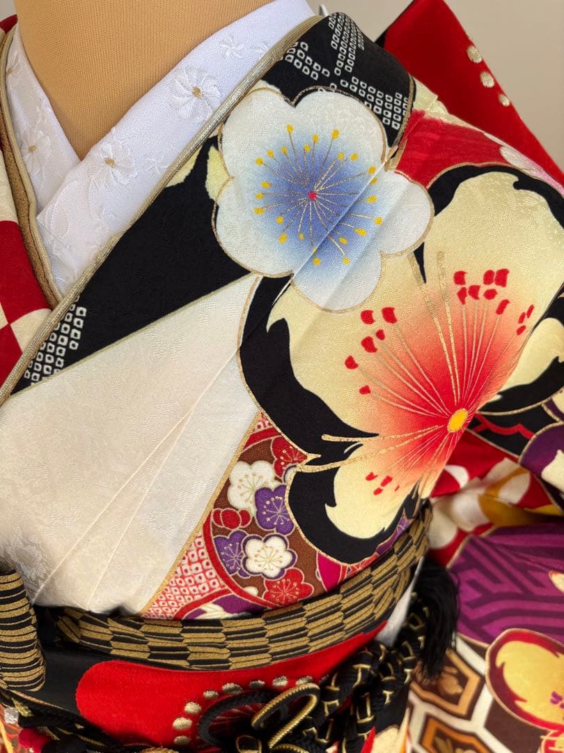 とあ⭐️振袖フルセット　正絹振袖　成人式　レトロ感　クリーニング済み