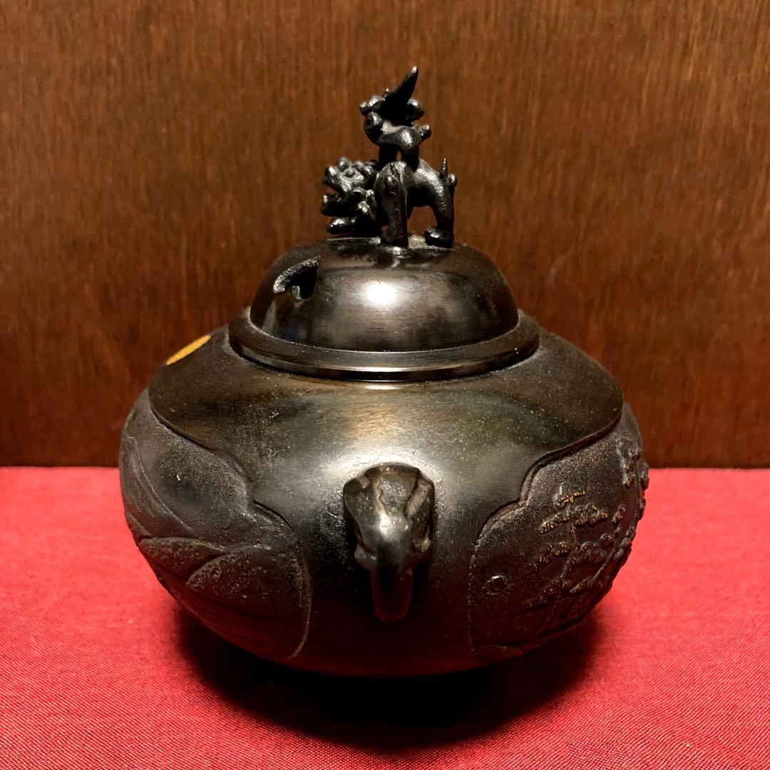 【02505】 高岡銅器 能作吉秀 鉄鉢型山水香炉 竹中銅器謹製