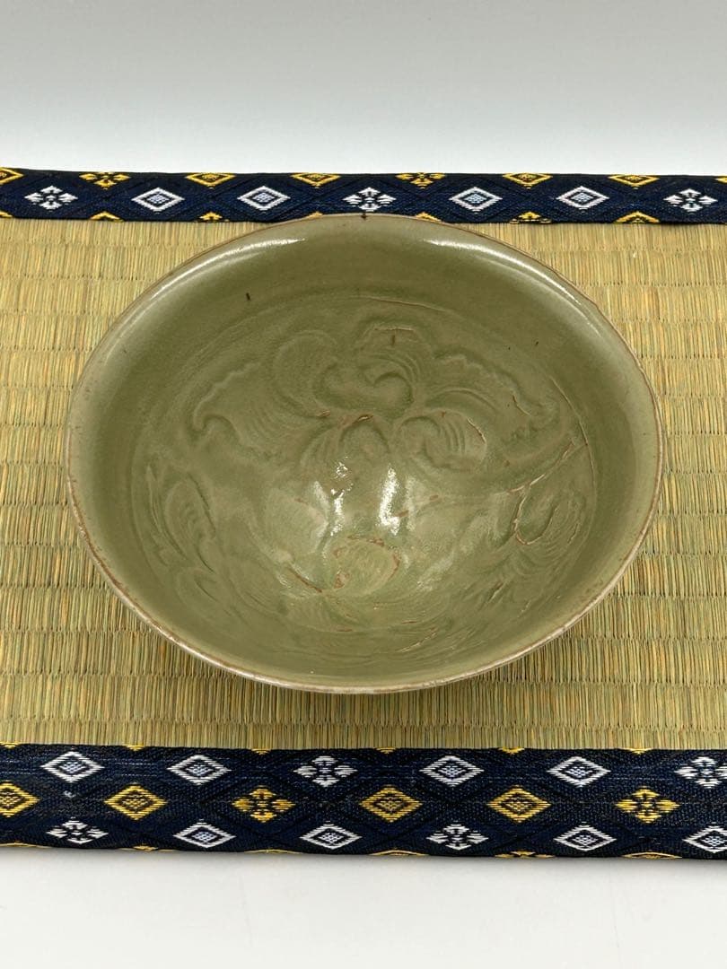 ★0051宋時代　耀州窯 青磁 刻花 斗笠碗 ★天目茶碗 茶道具 茶器 中国美術