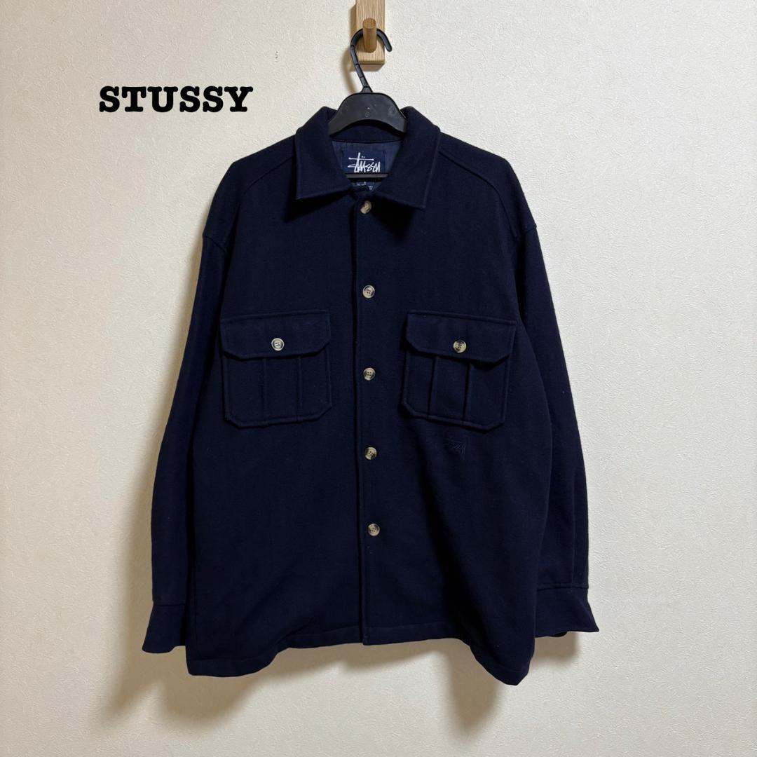 STUSSY CPOジャケット Sサイズ ウール 90s ネイビー