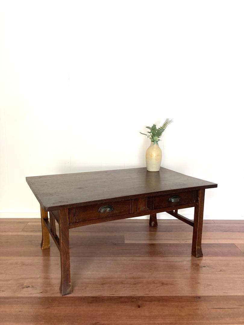 【メンテ済】アンティークの木製文机　ローテーブル　昭和レトロ　テレビ台