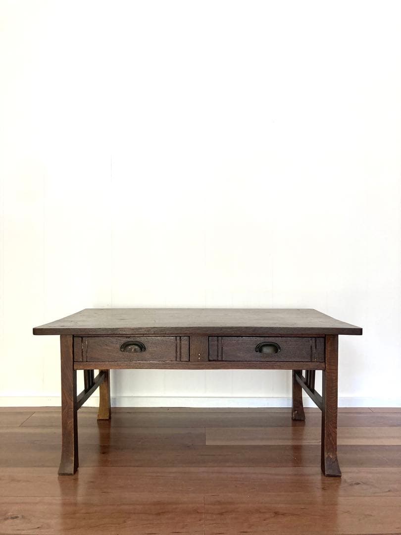 【メンテ済】アンティークの木製文机　ローテーブル　昭和レトロ　テレビ台