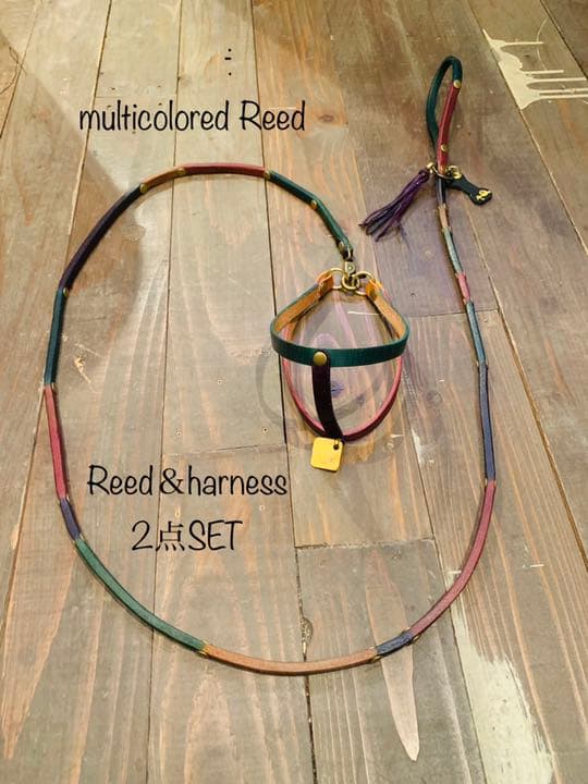 犬用【本革】multicolored リード＆ハーネス2点SET❣️