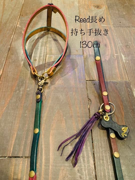 犬用【本革】multicolored リード＆ハーネス2点SET❣️