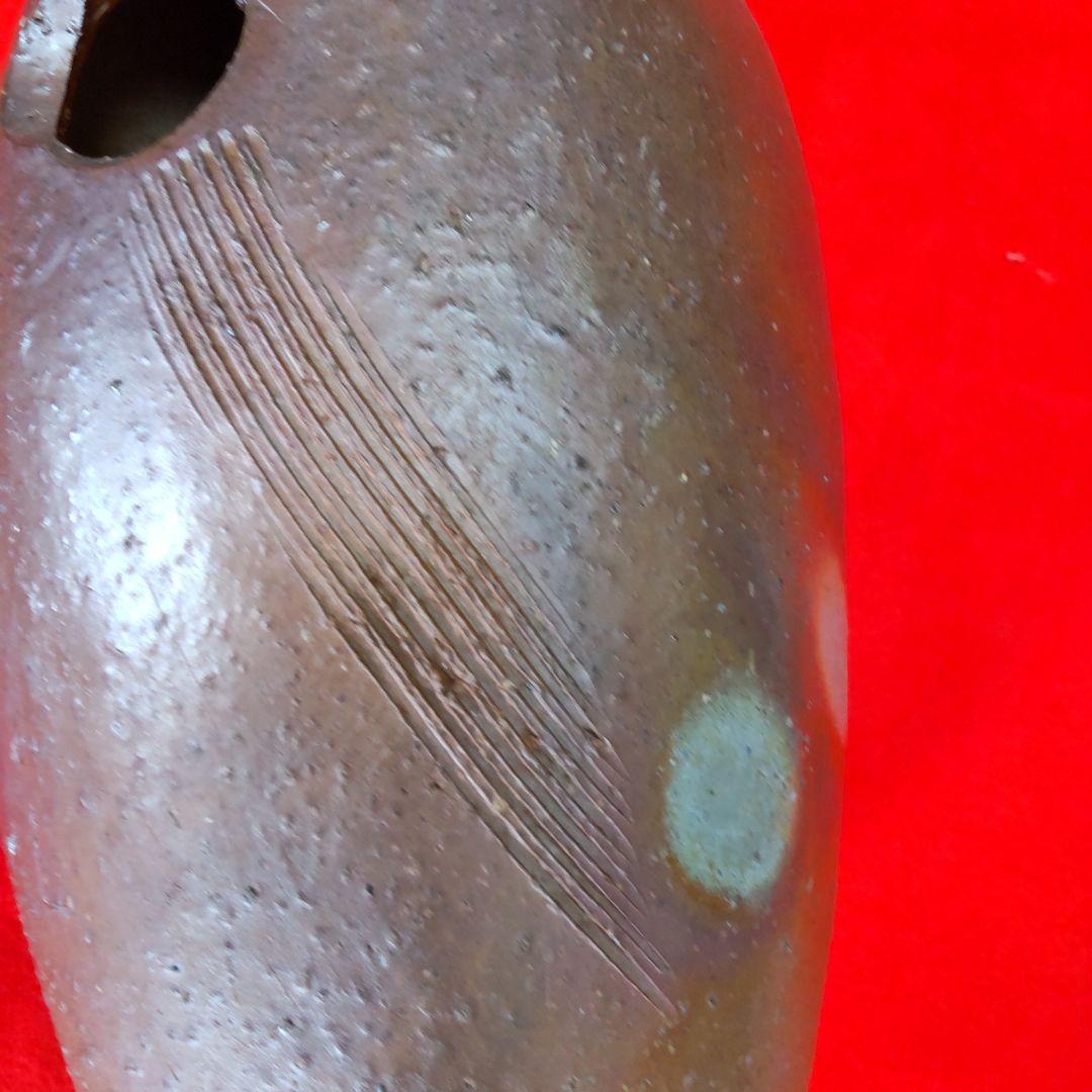 備前焼楕円花入れ/共箱