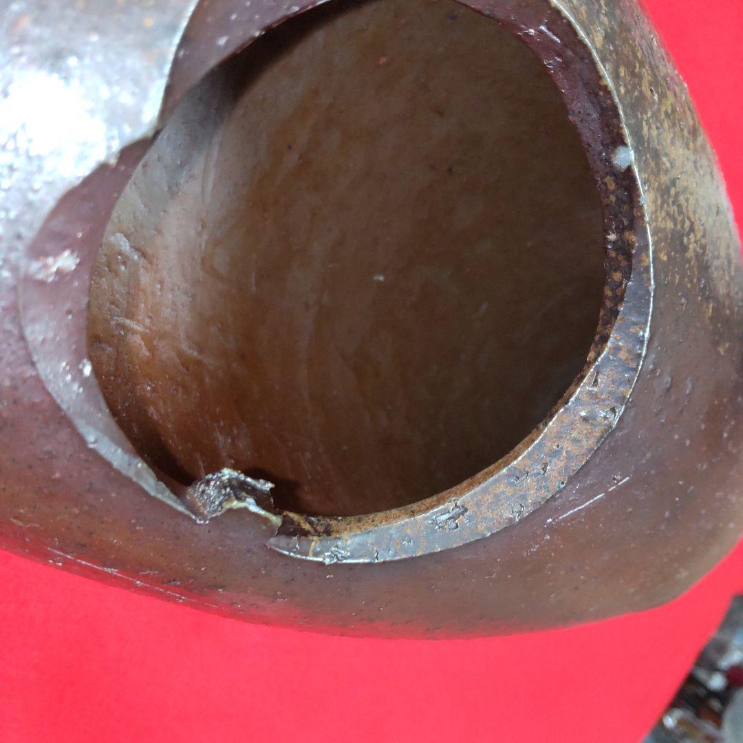 備前焼楕円花入れ/共箱