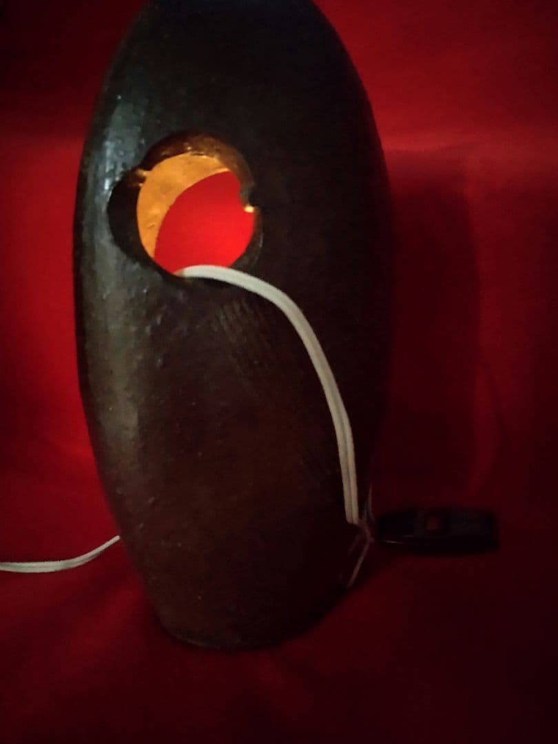 備前焼楕円花入れ/共箱