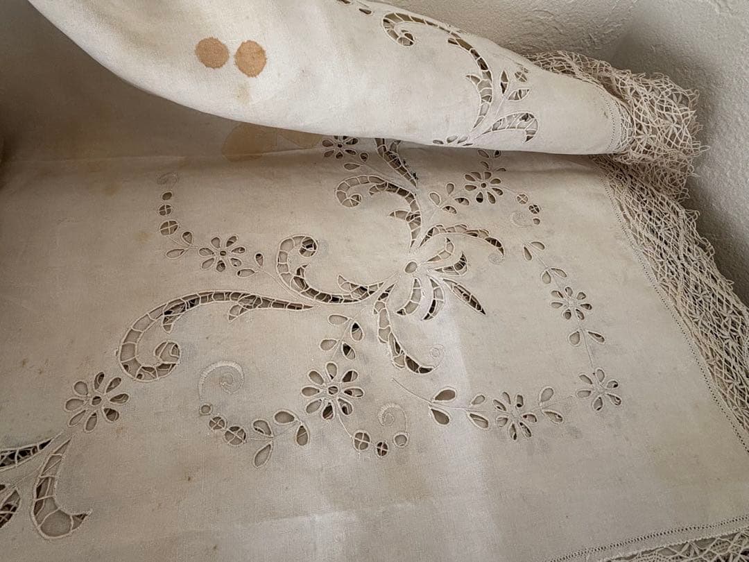 フランス　蚤の市　テーブルクロス　リメイク　ブロカント