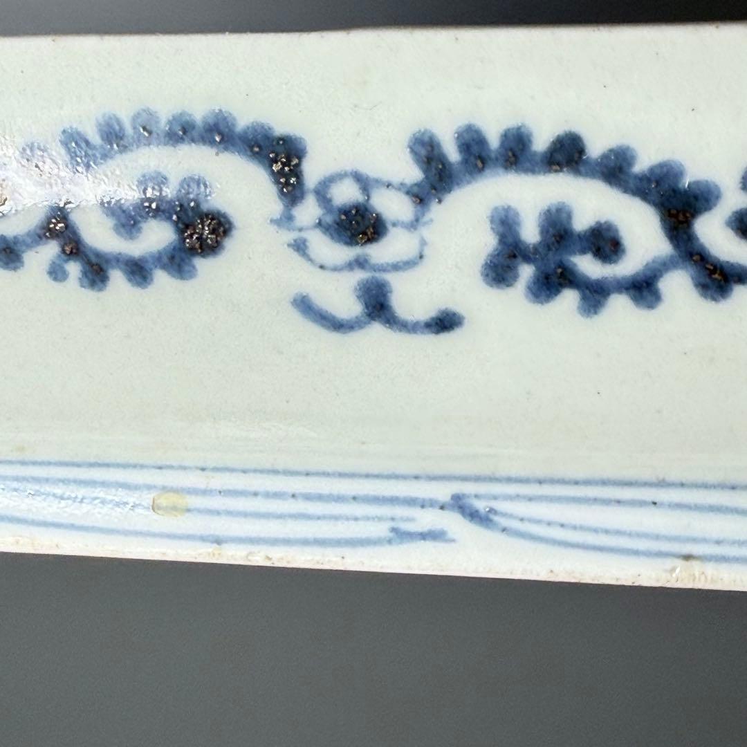 江戸中期　古伊万里　染付竹林文長皿　奇跡の十客！　笹葉部型紙摺　古美術　最高級器