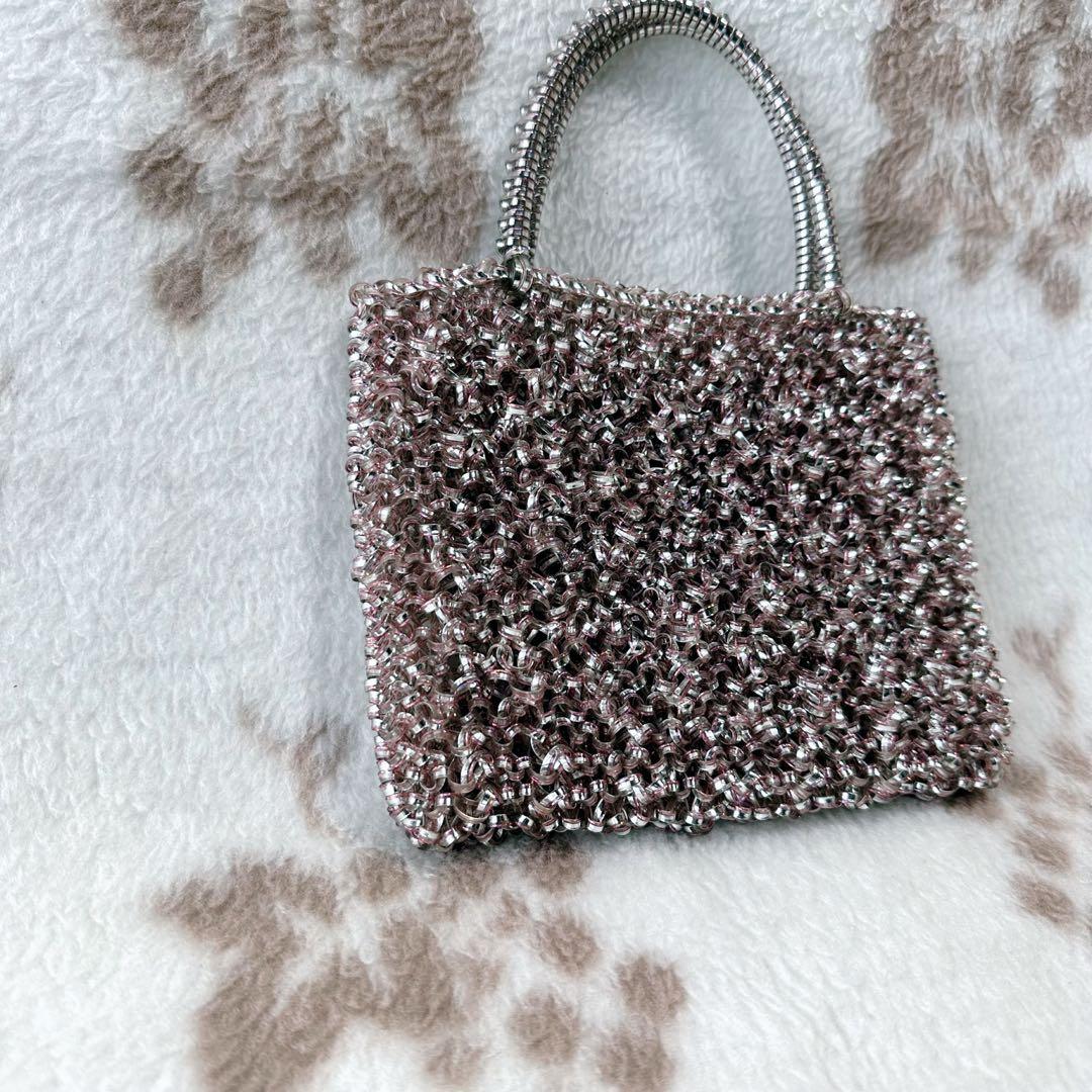 アンテプリマ パーティー バッグ ピンクシルバー ワイヤー ミニ スクエア