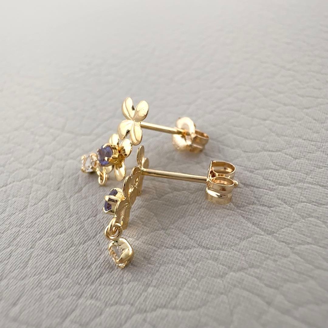 K10YG　タンザナイト　ホワイトトパーズ　天然石　イエローゴールド