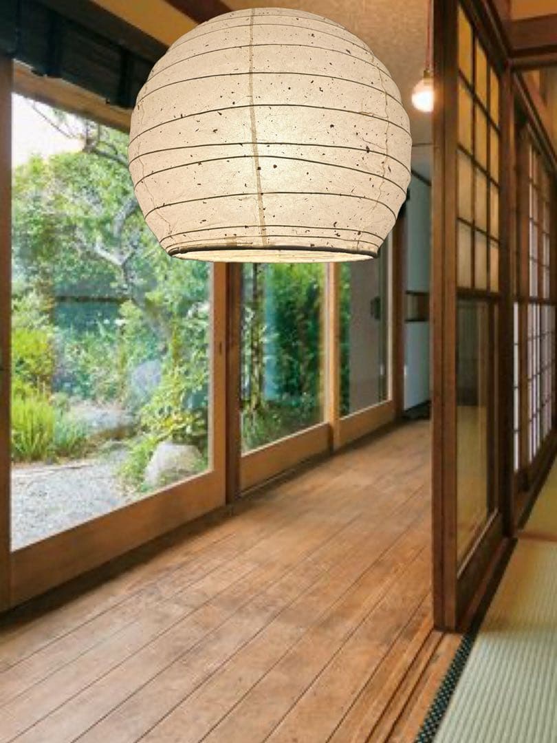 みぃたん様2灯径40㎝チリ入り和紙提灯ペンダント照明