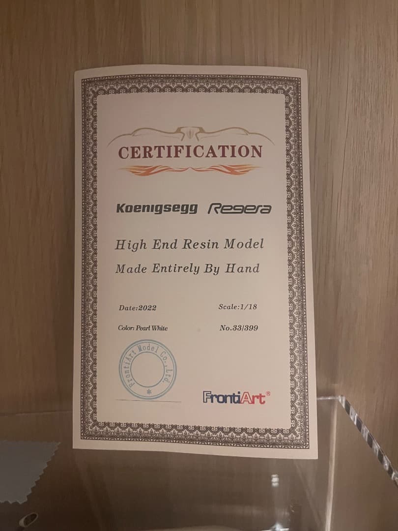 Frontiart 1/18 Koenigsegg Regera ホワイト