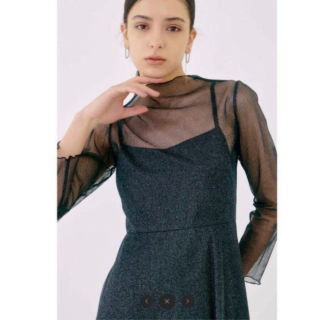 kaene カエン ラメチュールメロウワンピース ドレス パーティー 結婚式 黒