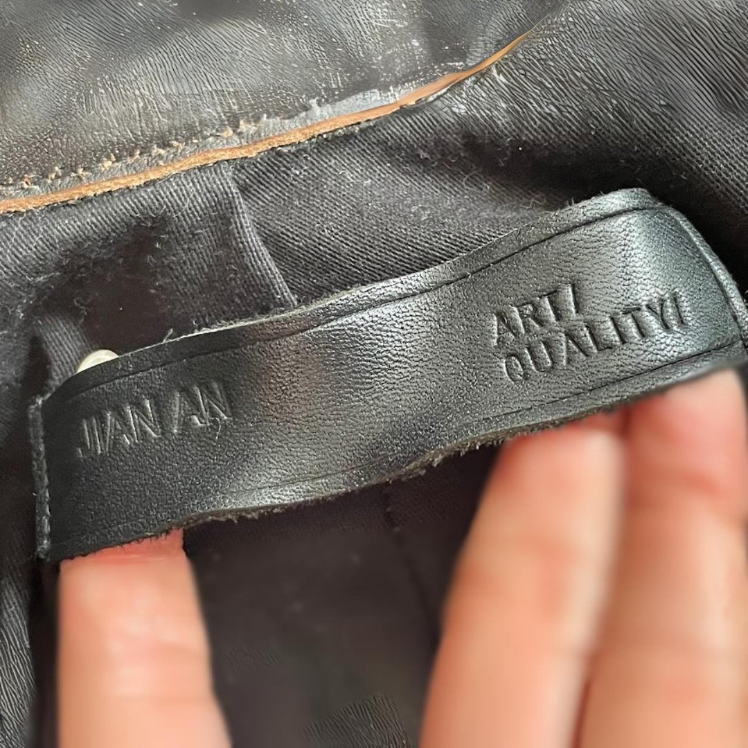 シングルライダース 牛革 本革 レザージャケット 黒 茶 Lサイズ 中国製 古着