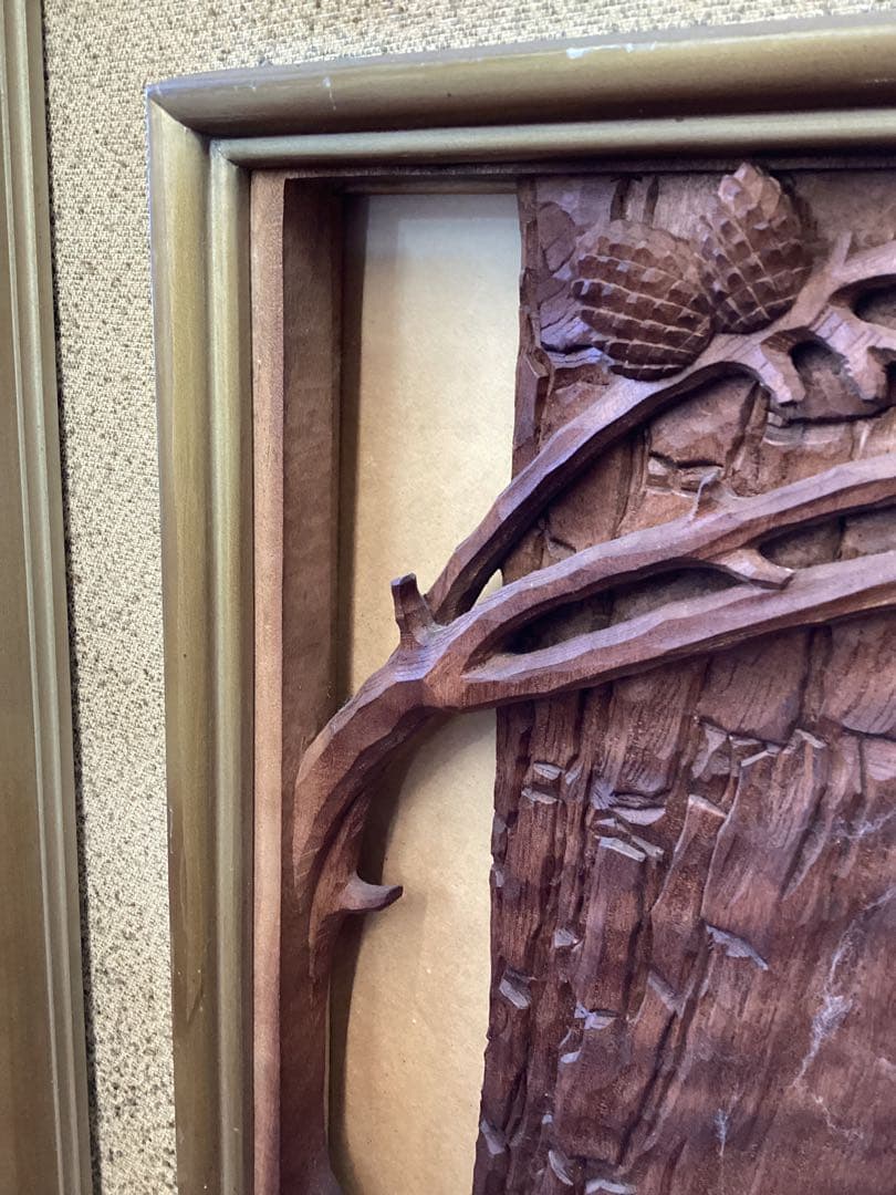 希少　秀鳳作 彫刻欄間 額装　骨董　欄間