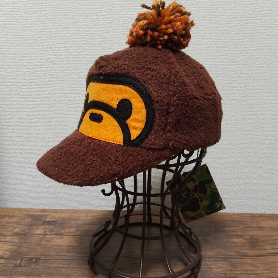 APE BAPE MILO FACE ボア フリース キャップ ポンポン付 新品