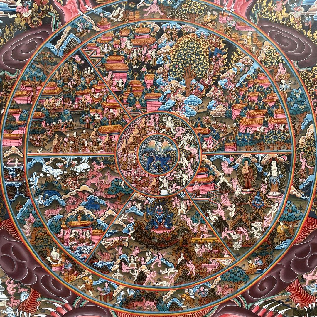 マンダラ絵 伝統的なアジア風 金色フレーム